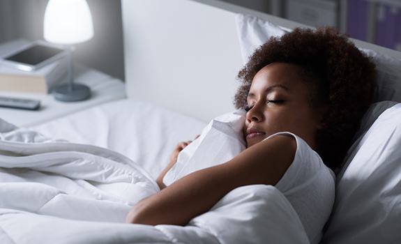 Woman with sleep apnea in Rowley soundly sleeping