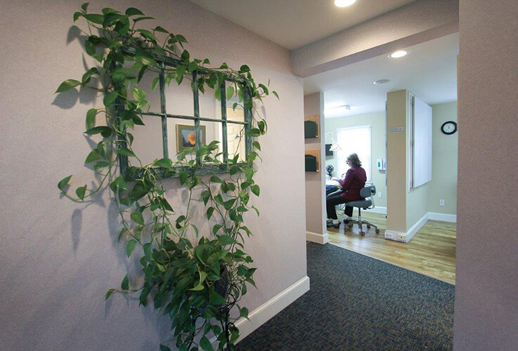 Hallway looking into dental treatment room