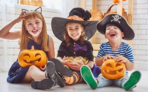 children in Halloween costumes