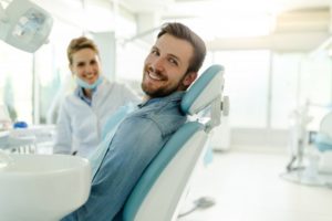 man sitting in the dentist’s chair